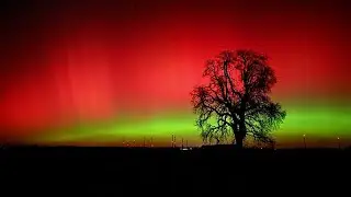 Aurores bor&eacute;ales dans le ciel nocturne allemand