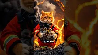 The Brave Cat Who Defied the Flames. #viralvideo #ai #2025 #trending #catvideos #cats #cat #catlover