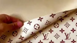 Craft Ivory With Brown LV Vinyl Leather Fabric For Handmade Sneaker,Bag ,Upholstery Goods By Yard