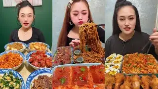 Mukbang Challenge Eating Rice 🍚 with food Spicy 🔥🥵 Noodles 🍜 🍖🥓 Meat#eatingshow #noodles #mukbang 
