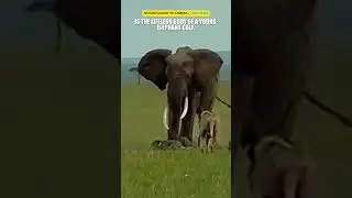 Bull Elephant Guards Dead Calf from Hungry Lion Pride! Unbelievable Elephant Grief and Lion Tension!