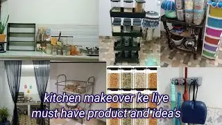 Small  Indian kitchen organisation 🏡🏠 || kitchen makeover ke liye must have product ||