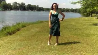 Pamela Marie doing pinup model poses at Motostatic Car Show