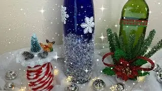 😍BOTELLAS DE VIDRIO DECORADAS PARA NAVIDAD-Adornos Navideños🎄
