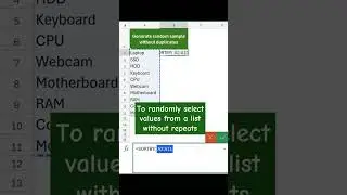 Generate random sample without duplicates #exceltips #exceltricks