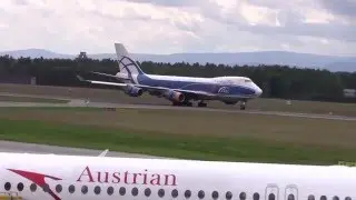 Graz Thalerhof LOWG 747-400 Freighter Meeting   Nippon Cargo Airlines-Air Bridge Cargo(landing+taxi)