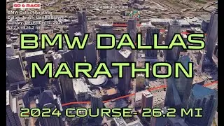 BMW Dallas Marathon (2024): fly over the marathon course! Video of the race path.