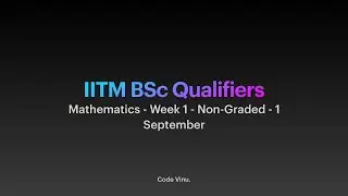 (IITM) Maths | Week 1 - Assignment 1 Complete Solution (Non Graded Assignment) Hindi | Code Vinu