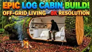 Epic Log Cabin Build in Forest 🌲Off-Grid Living | Bushcraft Survival Cabin (8K) #handmade #bushcraft