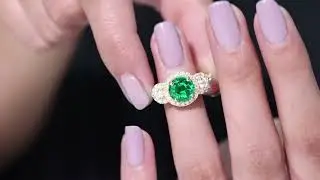 Certified Lab Created Emerald Engagement Ring with Moissanite
