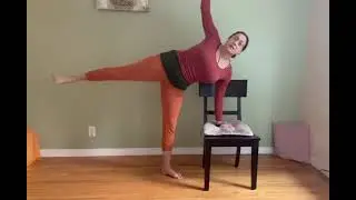 Chair🪑Yoga adaption: Half Moon 🌙 Pose (for balance), Ardha Chandrasana~ Standing & Seated versions