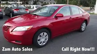 Used 2007 Toyota Camry LE- red- ZAM Auto Sales, LLC.- 910 S. Church St. Burlington NC 27215- $5690