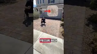 Removing deep oil stains off of pavers in Las Vegas #pressurewashing #pavers #drivewaycleaning