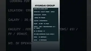 #diplomajobs #fresherjobs #hyundai #group #hiring #job #car #manufacturing#resume #latest #vacancies
