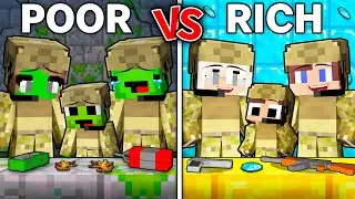 JJ and Mikey : POOR vs RICH MILITARY Family Survival Battle in Minecraft ! (Maizen)