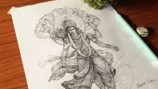 How to Draw Lord Vishnu: Full Tutorial & Sketching Techniques || Time-lapsed drawing.