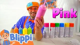 Learning Rainbow Colors with Blippi and Spray Paint! | Arts and Crafts | Educational Videos For Kids