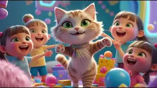Beautiful Cat Plays with Children | Cute Kids Song | Rhyme Land