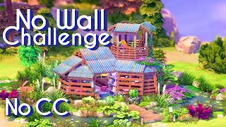 No Wall Challenge | FULLY FUNCTIONAL Palette Lake Cabin | Sims 4 Speed Build | NoCC