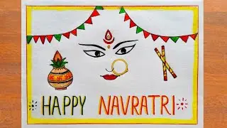 Navratri Drawing Easy || How to Draw Navratri Poster Easy step by step || Navratri Special Drawing