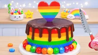 Mini Rainbow Cake Recipe With Chocolate❤️Tasty Miniature Colorful Chocolate Drip Cake ASMR Dessert