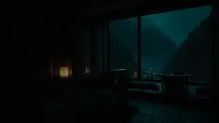 Forest Cabin Winter Rain Sounds (No Ads) | Dark Bedroom Night Ambience to Calm Overthinking & Sleep