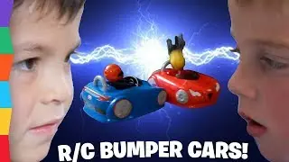 LITTLE TIKES RC BUMPER CARS CHALLENGE!!! and awesome little green men in a surprise egg