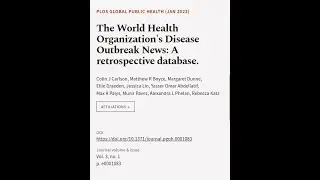 The World Health Organizations Disease Outbreak News: A retrospective database. | RTCL.TV