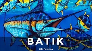 BATIK SILK PAINTING WITH JEAN-BAPTISTE - FINE ART -  BLUE MARLIN