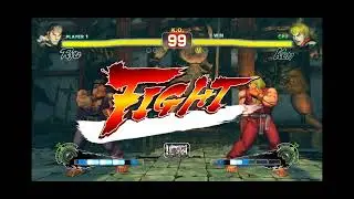 Ultra Street Fighter IV: Ryu vs Ken (Hardest CPU) — Buttons Only | Lost All 3 Matches