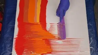 Hair Comb Acrylic pour - Technique a Week/household items painting #2