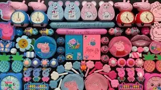 PEPPA PIGS AND BALLOON __ MIXING MANY THINGS INTO NEW HOMEMADE SLIME __ PINK AND BLUE