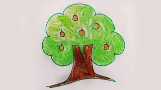 How to Draw a Tree Easy Step by Step /kids drawings / Ttree drawing with sketch pen