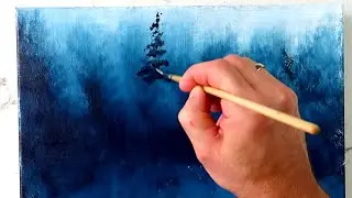 How to Paint a Forest by the Lake | Calm Landscape Art | Acrylic Techniques