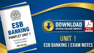 ESB BANKING PAMPLET unit 1 | college pamplet unit 1 fy bcom sem 1 external exam