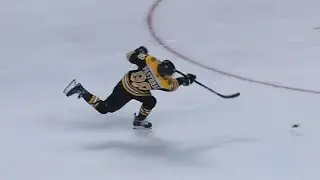 Pastrnak with a rocket to beat Rinne in the first
