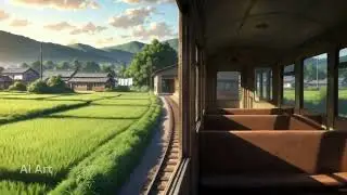 Passing a Quiet Village 🏡 | Day 9 | AI Anime Village View from Train | Cinematic Calm