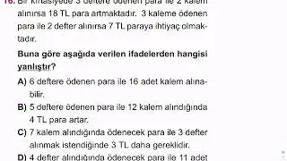 LGS Matematik 15. Deneme 16. Sorunun &Ccedil;&ouml;z&uuml;m&uuml;