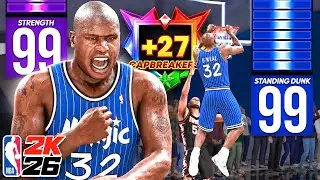 LEGEND SHAQ CENTER BUILD with 27 CAP-BREAKERS is OVERPOWERED in COMP RANDOM REC (NBA 2K26)