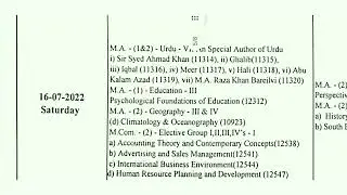 MJPRU Bareilly, Main Exam Schedule 2022( PG)...... Revised