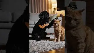 AI dog plays guitar for his cat friend!! #ai #dog #cat #animals #cute #funny #fyp