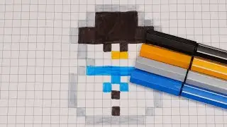 DIY Handmade Drawing Pixel Art | How to draw a cute Snowman | Christmas Draw with me