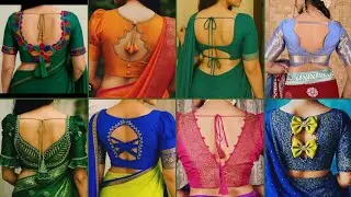 Trending Silk Saree blouse back neck designs/Trendy Boat neck blouse design/Blouse designs new model