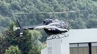 Bell 505 Jet Ranger HB-ZYN Heli Alps landing Sion airport Valais Switzerland 17.07.2023