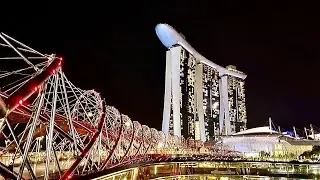 HELIX BRIDGE WALK AROUNDS REVIEW at NIGHT @ MARINA BAY SINGAPORE