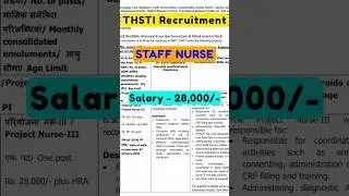 THSTI STAFF NURSE VACANCY 2025 - #staffnurse #nursingjobs #shorts #shortvideo #vacancy #job #nurse