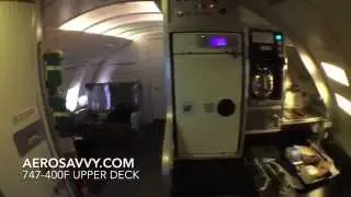 Walk through the upper deck of a Boeing 747-400F (freighter)