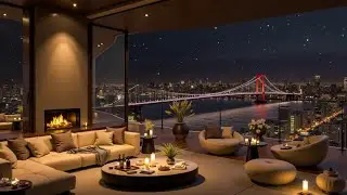 Luxury Jazz Tokyo Apartment 🌃 Peaceful Night in Tokyo 🌃 Smooth Jazz Music & Cozy Fireplace Vibe