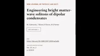 Engineering bright matter-wave solitons of dipolar condensates | RTCL.TV