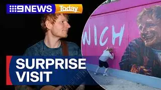 Pop star Ed Sheeran visits the Australian Ipswich | 9 News Australia
